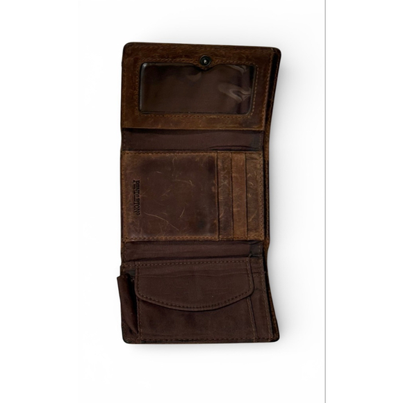 Pendleton Wool Leather Trifold Wallet Brown Western Aztec Pattern 4.5x3.5 - Picture 7 of 12